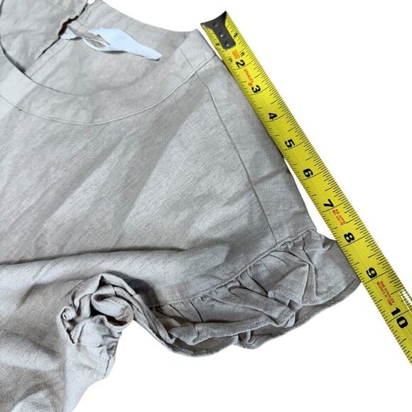 Adyson Parker Linen Blend Tiered Ruffle Sleeve Shift Babydoll Dress XL Boho Tan - Picture 9 of 10